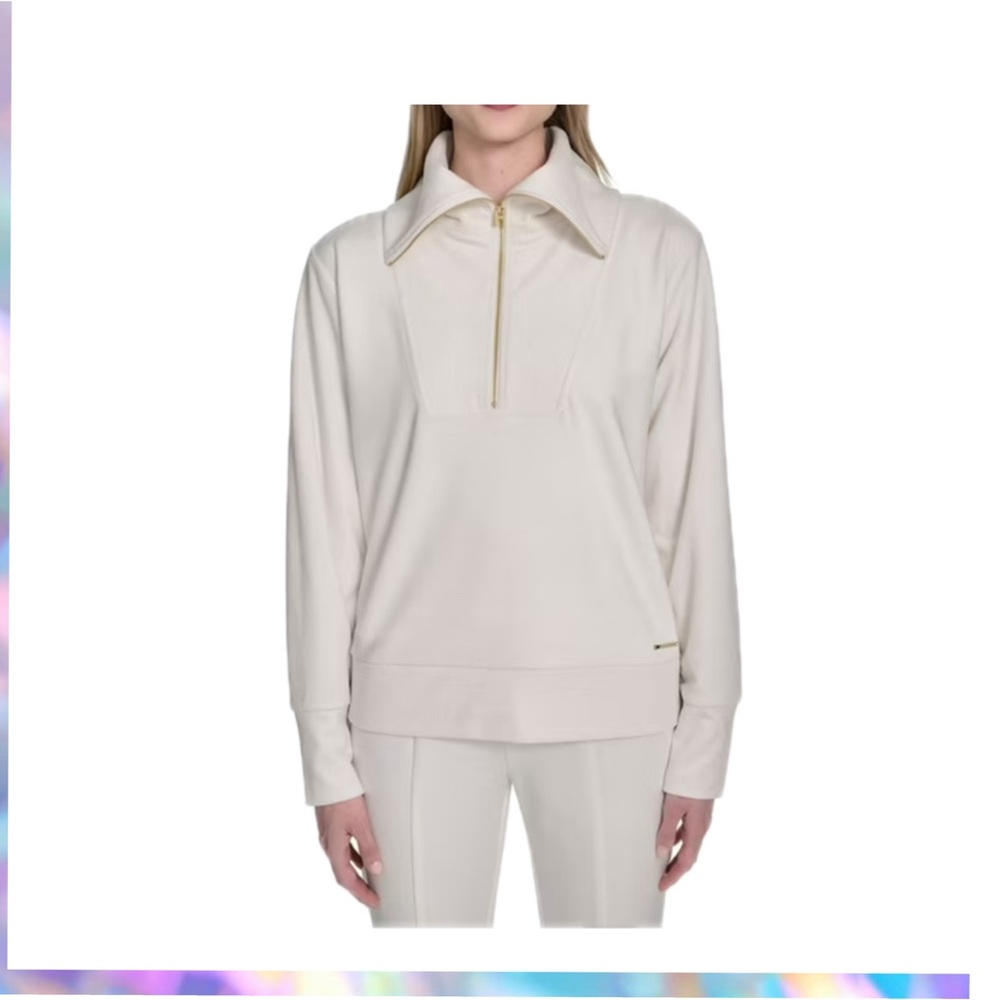 Halston Heritage - Cream Funnel Neck Sweatshirt NWT size Large
